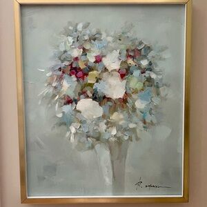Abstract Floral Painting with Gold Frame